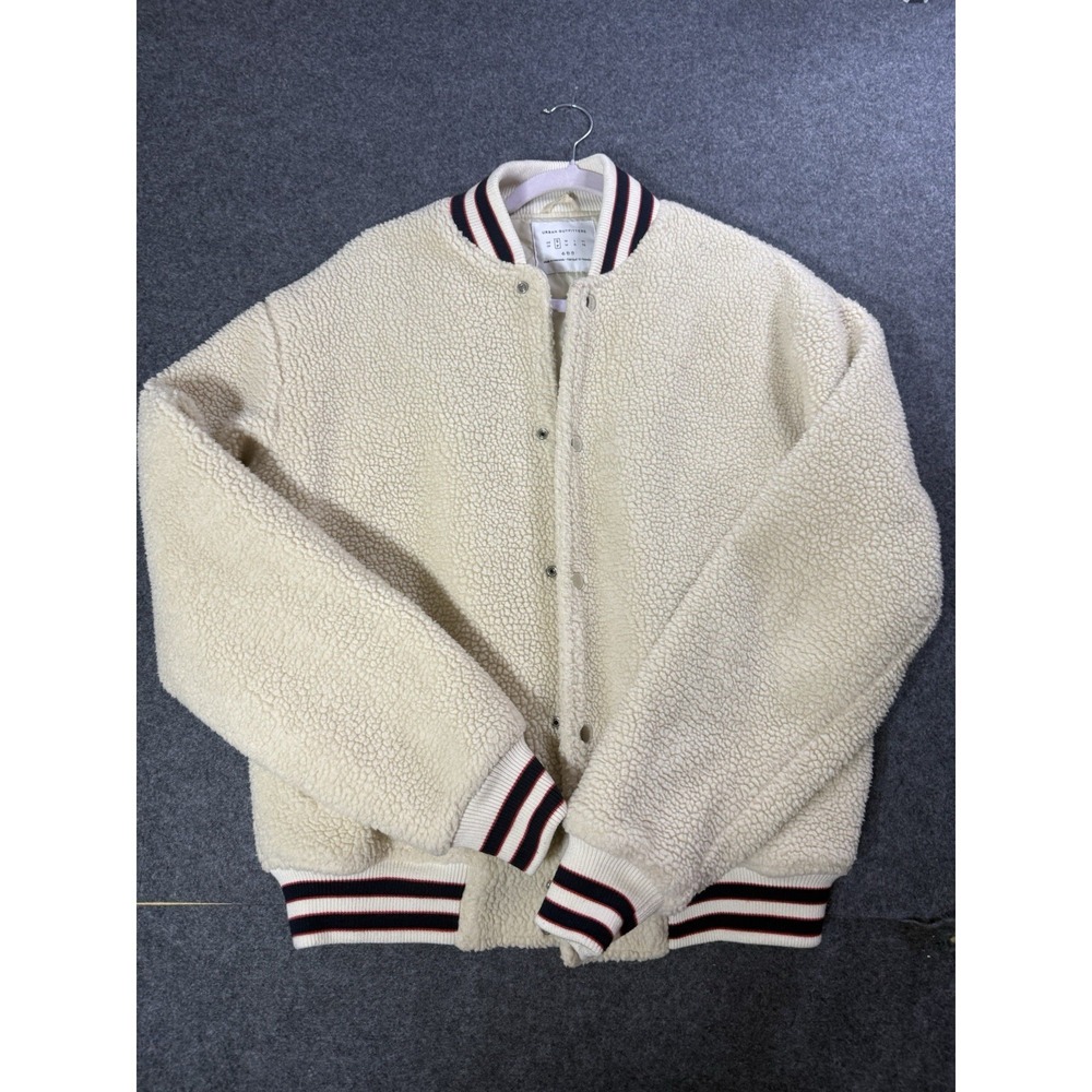 Urban Outfitters Cream Sherpa Varsity Bomber‎ Jacket Size S